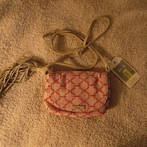 Toms Handbags - TOMS Red Woven Crossbody Tassle Purse - NWT